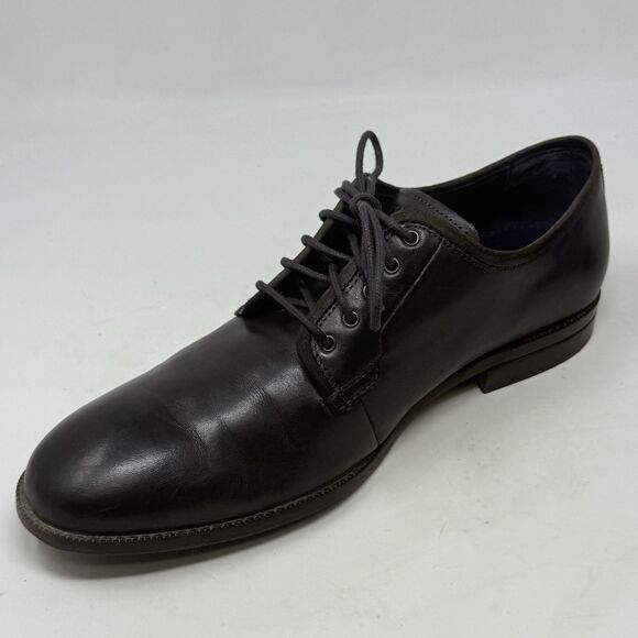 Cole Haan Grand Warner Shoes Mens 9.5 Gray Leather Classic Oxford Derby Dress - Picture 8 of 16